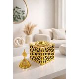 LAZORİAE Dekoratif Altın Renk Oryantal Buhurdanlık Tütsülük 8x8x8 cm