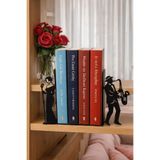 LAZORİAE Jazz Müzisyen Figürlü Metal Kitap Tutucu, 2'li Set Saksafoncu Solist, Kitaplık, Kitap Desteği, 12x14 cm | 1.5 mm Fırın Boyalı Çelik