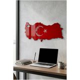 LAZORİAE Kırmızı Türkiye Haritası, Şık Salon Aksesuarı, Duvar Dekoru, Ay Yıldız