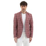 Lazue Erkek Bordo Poliviskon Kumaşlı Slim Fit Mono Yaka Spor Blazer Ceket Bordo 54