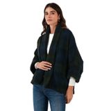 Lazzerini Tiziana Kareli Yün Karışımlı Regular Fit Şal Yaka Panço Bayan PANÇO 6891201