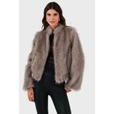 Lazzerini Tiziana Regular Fit Bisiklet Yaka Fermuarlı Kürk Bayan Kürk 68912359939 - Bej