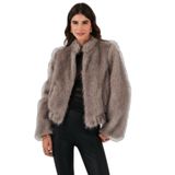 Lazzerini Tiziana Regular Fit Bisiklet Yaka Fermuarlı Kürk Bayan KÜRK 68912359939