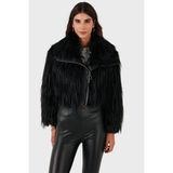Lazzerini Tiziana Regular Fit Ceket Yaka Fermuarlı Kürk Bayan Kürk 68912367948PR116 - S - Siyah