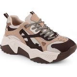 LBR Libero L083.65137 Gri Hakiki Deri Kadın Sneaker Yüksek Tabanlı Rahat Spor Ayakkabı - Kahve