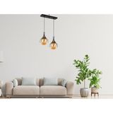 Lbx Lighting Box Yıldız Home Örümcek 2.li Siyah-Eskitme Bal Camlı Sıralı Avize