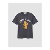 LC Waikiki Antrasit Bisiklet Yaka Garfield Baskılı Kadın Tişört (S6)