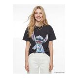 LC Waikiki Antrasit Stitch Baskılı %100 Pamuklu Kadın Tişört