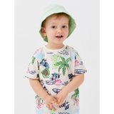 LC Waikiki Baby Bisiklet Yaka Kısa Kollu Nostaljik Maymun Baskılı Erkek Bebek Tişört - 1 - 1,5 Yaş - Krem