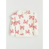 LC Waikiki Baby Ekru Bisiklet Yaka Desenli Kız Bebek Sweatshirt - 2 - 3 Yaş