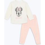 LC Waikiki Baby Ekru Minnie Mouse Baskılı Kız Bebek Tişört ve Eşofman Alt 2'li - 12 - 18 Ay - Krem Rengi