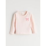 LC Waikiki Baby Pembe Bisiklet Yaka Fiyonk Nakışlı Kız Bebek Tişört - 3 - 4 Yaş
