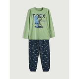 LC Waikiki Baskılı Erkek Çocuk Pijama Takımı (S6) - Yeşil - Dropsuz - 10 - 11 Yaş