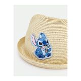 LC Waikiki Bej Stitch Nakışlı Hasır Kız Bebek Şapka