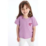 Lc Waıkıkı Bisiklet Yaka Baskılı Kısa Kollu Kız Bebek Tişört - 1 - 1,5 Yaş - Dark