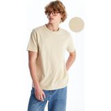 LC Waikiki Bisiklet Yaka Kısa Kollu Penye Erkek Dokulu Tişört - Beige