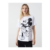 LC Waikiki Bisiklet Yaka Mickey Mouse Baskılı Kadın Tişört