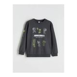 LC Waikiki Bisiklet Yaka Minecraft Baskılı Erkek Çocuk Sweatshirt