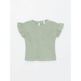 LC Waikiki Bisiklet Yaka Nakışlı Kız Bebek Tişört - 9 - 12 Ay - Pastel Yeşil