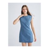 LC Waikiki Bisiklet Yaka Parlak Taşlı Mini Jean Elbise