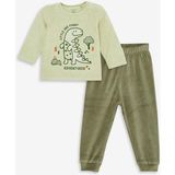 LC Waikiki Bisiklet Yaka Uzun Kollu Baskılı Kız Bebek Pijama Takım - 9 - 12 Ay - Mint - Yeşil