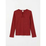 LC Waikiki Bordo Fiyonk Detaylı Kız Çocuk Tişört - 6 - 7 Yaş