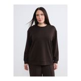 LC Waikiki Büyük Beden Bisiklet Yaka Taşlı Kadın Sweatshirt