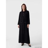 LC Waikiki Büyük Beden Gömlek Yaka Kadın Ferace (S6) - Black - 46