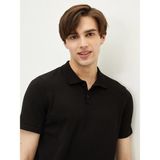 LC Waikiki Casual Polo Yaka Kısa Kollu Erkek Triko Kazak - Black