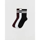 LC Waikiki Çizgili Desenli Kadın Soket Çorap 3 Lü Paket (W6) - 39 - Bordo