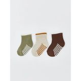 LC Waikiki Çizgili Erkek Bebek Soket Çorap 3'lü (W5) - 3 - 4 Yaş - Light Brown