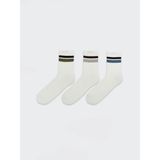 LC Waikiki Çizgili Erkek Soket Çorap 3 Lü (S6) - 42 - Ekru