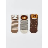 LC Waikiki Desenli Erkek Bebek Soket Çorap 3'lü (W5) - 2 - 3 Yaş - Light Brown