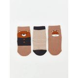 LC Waikiki Desenli Erkek Bebek Soket Çorap 3'lü (W5) - 8 - Light Brown