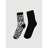 LC Waikiki Desenli Kadın Soket Çorap 2'li (W5) - 39 - Black