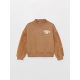 LC Waikiki Dik Yaka Baskılı Uzun Kollu Kız Çocuk Sweatshirt - Dark - 5 - 6 Yaş