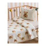 LC Waikiki Ekru Ayıcık Teddy Baskılı Bebek Nevresim Takımı,%100 Pamuk, 100x150 cm AS İŞİPW4HL35Z1