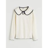 LC Waikiki Ekru Bebe Yaka Kız Çocuk Tişört - 9 - 10 Yaş