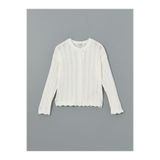 LC Waikiki Ekru Bisiklet Yaka Ajurlu Kız Çocuk Triko Hırka