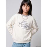 Lc Waikiki Ekru Bisiklet Yaka Nakışlı Kız Çocuk Kalın Sweatshirt - Ecru - 12 - 13 Yaş