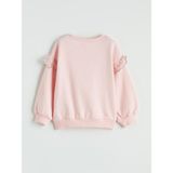 LC Waikiki Ekru Bisiklet Yaka Nakışlı Kız Çocuk Sweatshirt 2'li - Krem - 6 Yaş