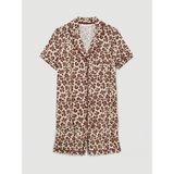 LC Waikiki Ekru Leopar Desenli Kadın Şortlu Pijama Takımı
