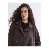 LC Waikiki Esse Collection Kahverengi Kruvaze Yaka Süet Görünümlü Kadın Trençkot