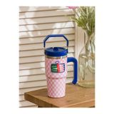 LC Waikiki ESVAB Modern Baskılı Çelik Termos, Pembe, Mavi