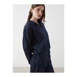 LC Waikiki Gömlek Yaka Çizgili Crop Kadın Jean Bluz