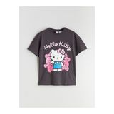 LC Waikiki Gri Bisiklet Yaka Hello Kitty Baskılı Kız Çocuk Tişört