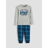 LC Waikiki Gri New York Baskılı Erkek Çocuk Pijama Takımı (S6) - Light - Dropsuz - 10 - 11 Yaş