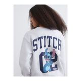 LC Waikiki Gri Stitch Baskılı Oversize Kadın Kalın Sweatshirt
