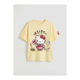 LC Waikiki GÜLİS GİYİM'DEN Sarı Hello Kitty Baskılı Bisiklet Yaka Kız Çocuk Tişört