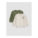 LC Waikiki Haki Dinozor Baskılı Erkek Çocuk Sweatshirt 2'li